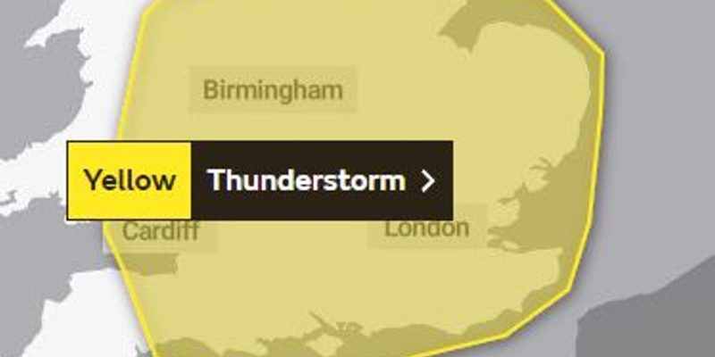 London Weather: Yellow warning for rain issued this weekend